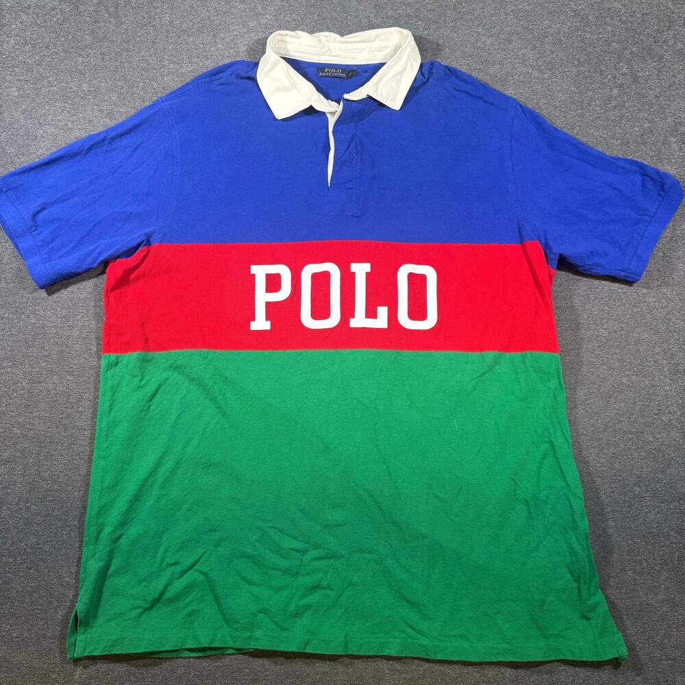 Polo Ralph Lauren 3XLT Color Block Classic Retro "POLO" Spellout Shirt Old money